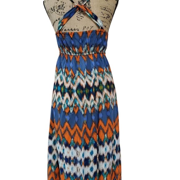 Mossimo Supply Co. Criss-Cross Back Halter Maxi Dress Bold Vibrant Colors Size M - Picture 14 of 16